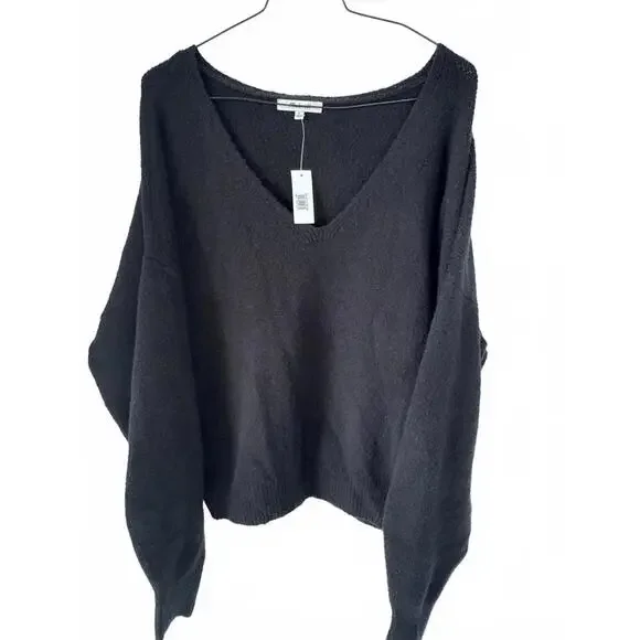 Madewell Wedged V-Neck Sweater NWT Women's Large Cotton/Merino Wool Blend - Picture 3 of 9